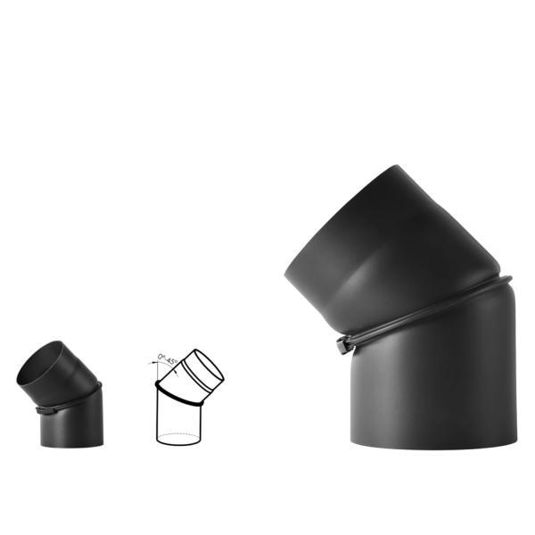 Bertrams Ofenrohrbogen 180mm 0-45° schwarz ohne Putztür 195219